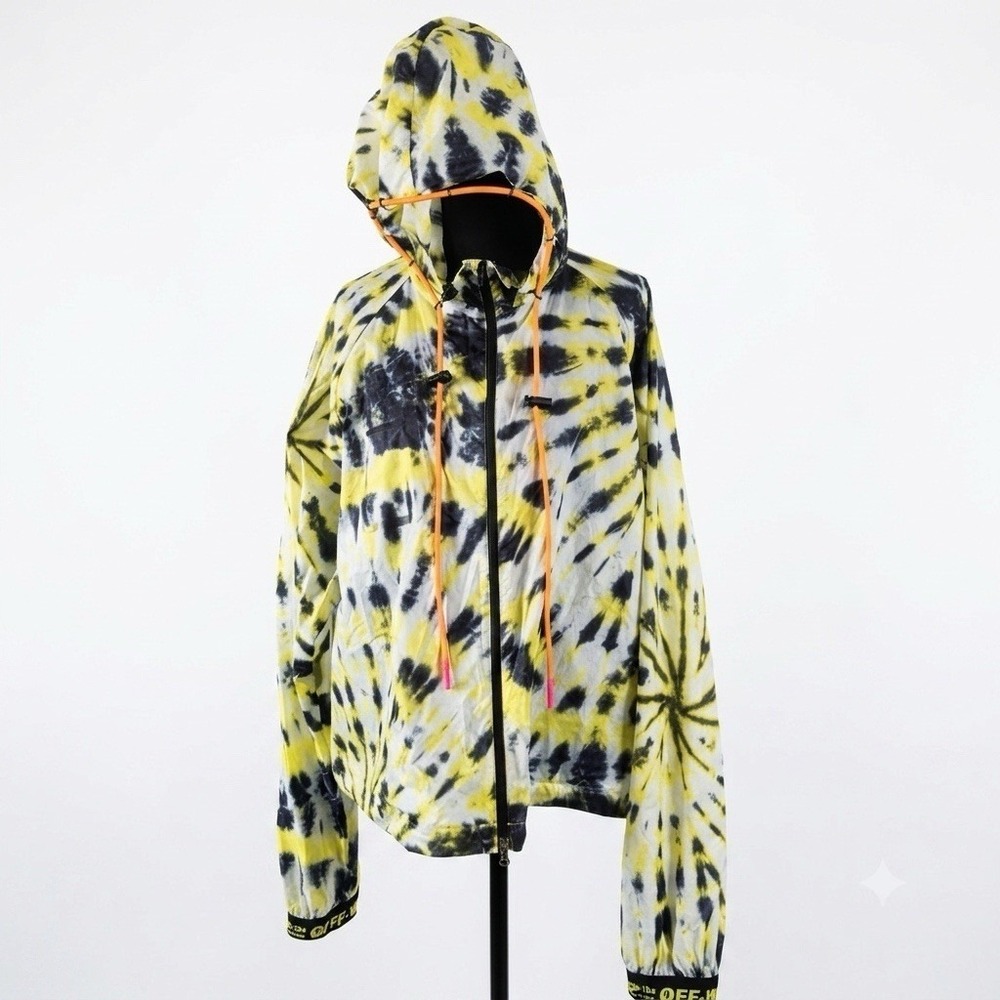 Nike x‎ Off-White Running Jacket Yellow Tie Dye Lightweight Size XL sporty Gym